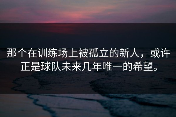 那个在训练场上被孤立的新人，或许正是球队未来几年唯一的希望。