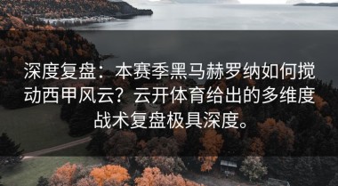 深度复盘：本赛季黑马赫罗纳如何搅动西甲风云？云开体育给出的多维度战术复盘极具深度。