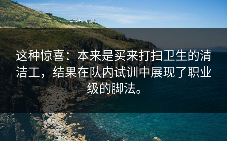 这种惊喜:本来是买来打扫卫生的清洁工,结果在队内试训中展现了职业级的脚法。 这种惊喜:本来是买来打扫卫生的清洁工,结果在队内试训中展现了职业级的脚法。