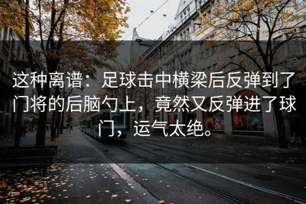 这种离谱：足球击中横梁后反弹到了门将的后脑勺上，竟然又反弹进了球门，运气太绝。