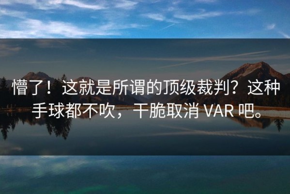 懵了！这就是所谓的顶级裁判？这种手球都不吹，干脆取消 VAR 吧。