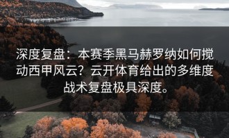 深度复盘：本赛季黑马赫罗纳如何搅动西甲风云？云开体育给出的多维度战术复盘极具深度。