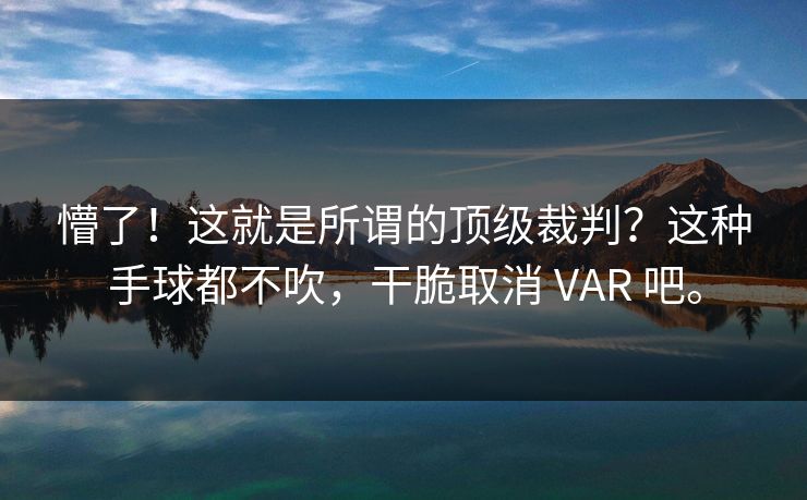 懵了！这就是所谓的顶级裁判？这种手球都不吹，干脆取消 VAR 吧。